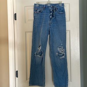 Levi's Premium Ribcage Jeans Womens Size 29 Length 27 Blue Straight Ankle Denim